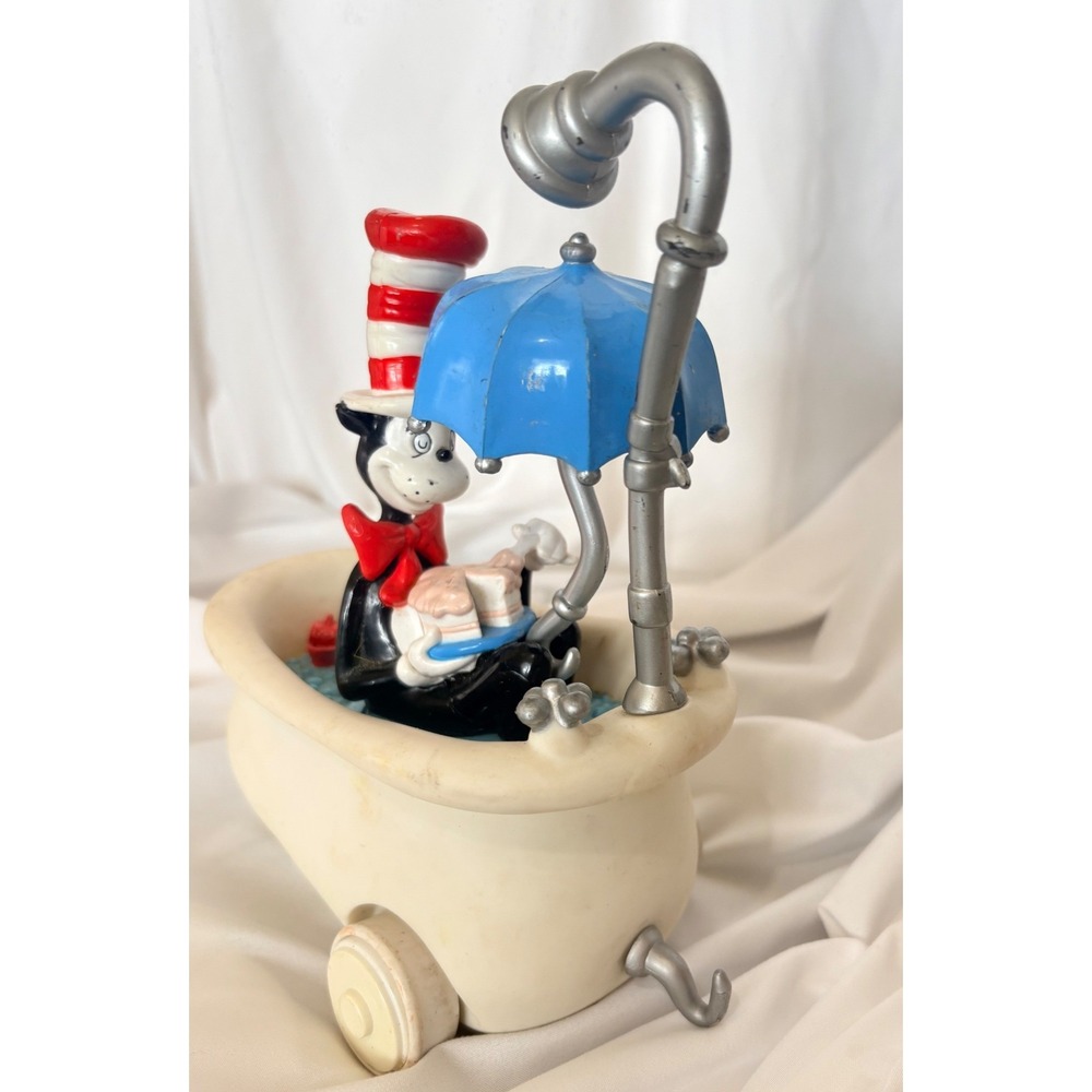 VTG Ertl Dr Seuss Cat in the Hat Bathtub Rolling Toy OS White Blue Red
